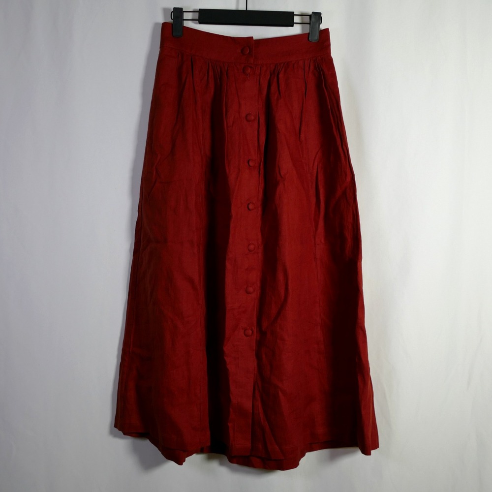 Boden Women Emma Linen Button Front Maxi Skirt Size 4 Petite Sustainable Capsule